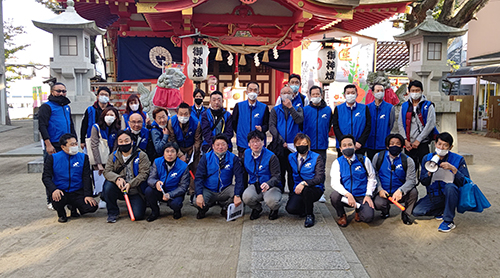 イベント開催前に本日の安全安心なイベントの運営を杭瀬熊野神社で祈念